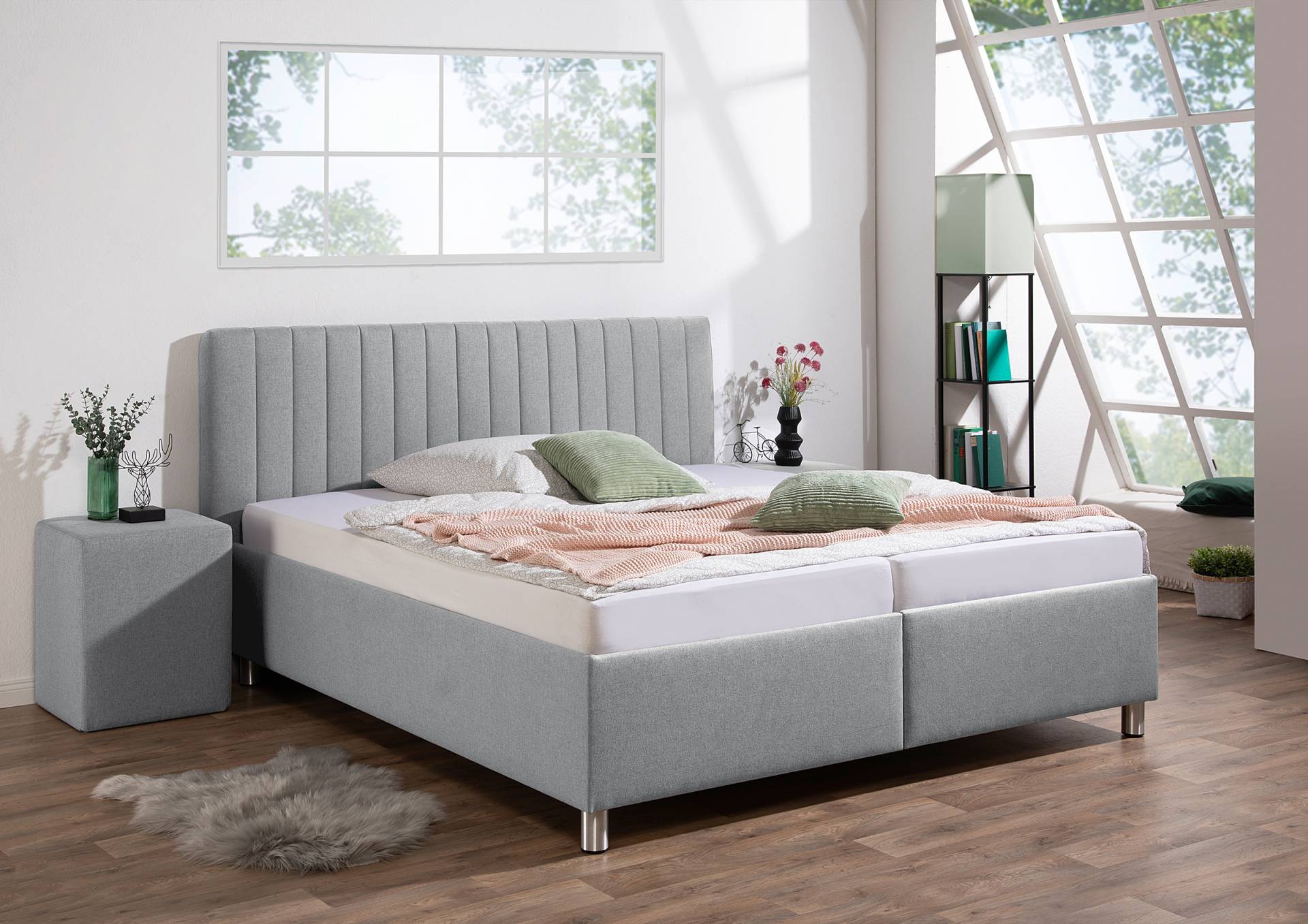home24 Polsterbett Deinert mit Matratze 180 x 200cm Webstoff Ramse Grau/Grau H2 Tonnentaschenfederkernmatratze home24 Polsterbett Deinert mit Matratze 180 x 200cm Webstoff Ramse Grau/Grau H2 Tonnentaschenfederkernmatratze von home24