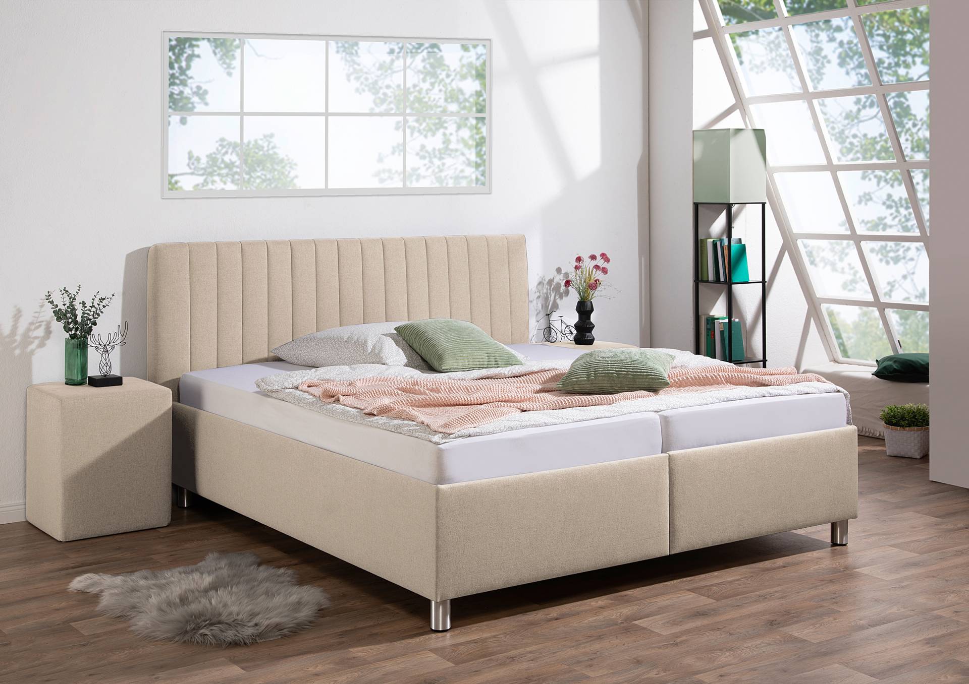 home24 Polsterbett Deinert mit Matratze 200 x 200cm Webstoff Ramse Beige/Ecru H3 Tonnentaschenfederkernmatratze home24 Polsterbett Deinert mit Matratze 200 x 200cm Webstoff Ramse Beige/Ecru H3 Tonnentaschenfederkernmatratze von home24