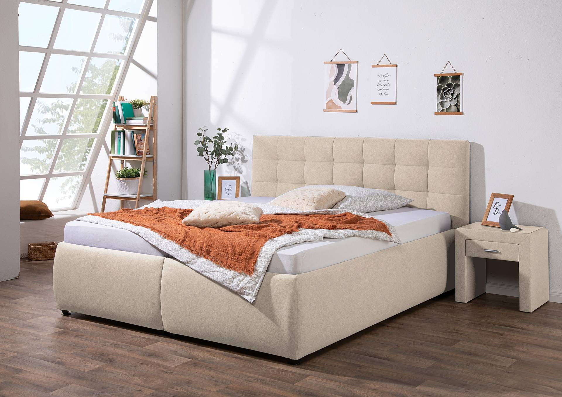 home24 Polsterbett Mouflon mit Matratze 180 x 200cm Webstoff Ramse Beige/Ecru H4 Tonnentaschenfederkernmatratze home24 Polsterbett Mouflon mit Matratze 180 x 200cm Webstoff Ramse Beige/Ecru H4 Tonnentaschenfederkernmatratze von home24