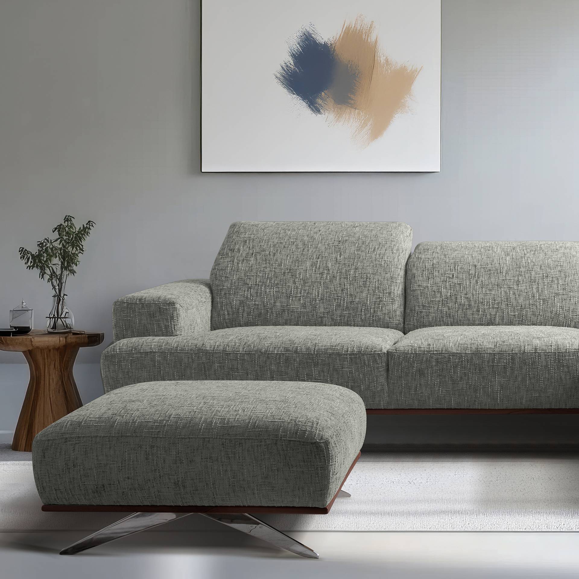 home24 Polsterhocker 80 x 44 x 95cm Grau Chrom glänzend Strukturstoff Trinu: Grau Gestell:Buche Dunkel home24 Polsterhocker 80 x 44 x 95cm Grau Chrom glänzend Strukturstoff Trinu: Grau Gestell:Buche Dunkel von home24