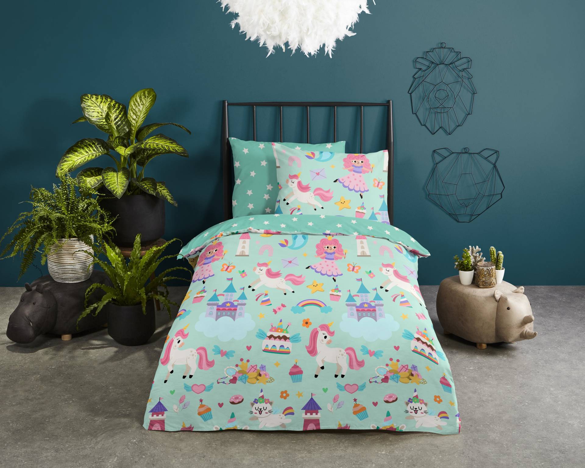 home24 Renforcé-Bettwäsche 33238 140 x 200/220 cm + Kissen 70 x 60 cm Grün/Multicolor home24 Renforcé-Bettwäsche 33238 140 x 200/220 cm + Kissen 70 x 60 cm Grün/Multicolor von home24