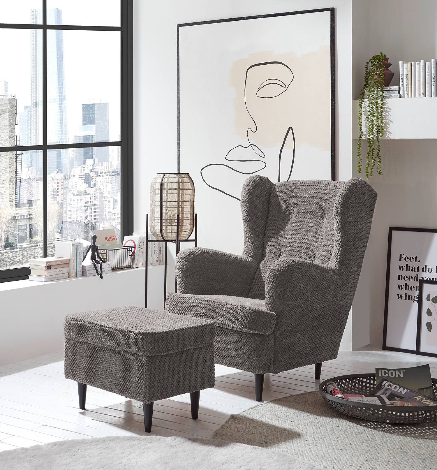 home24 Sessel Marson Grau Strukturstoff Vilja mit Hocker 78 x 102 x 98cm home24 Sessel Marson Grau Strukturstoff Vilja mit Hocker 78 x 102 x 98cm von home24