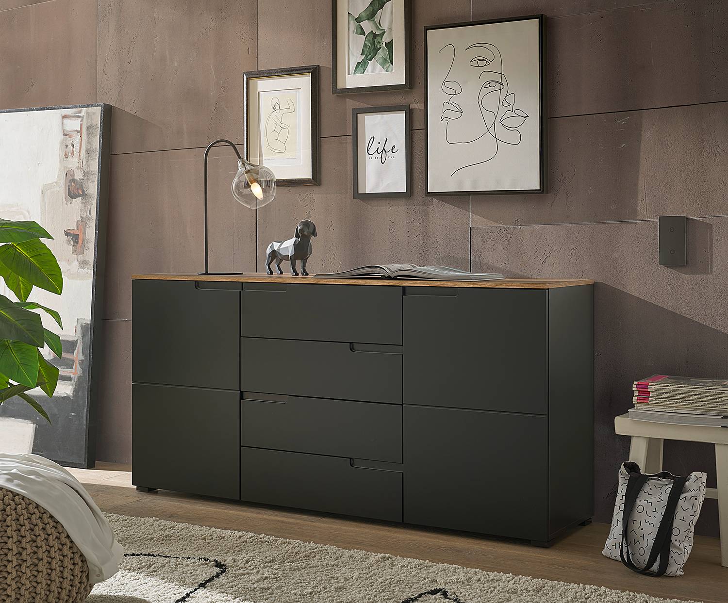 home24 Sideboard 165 x 80 x 40cm Schwarz home24 Sideboard 165 x 80 x 40cm Schwarz von home24