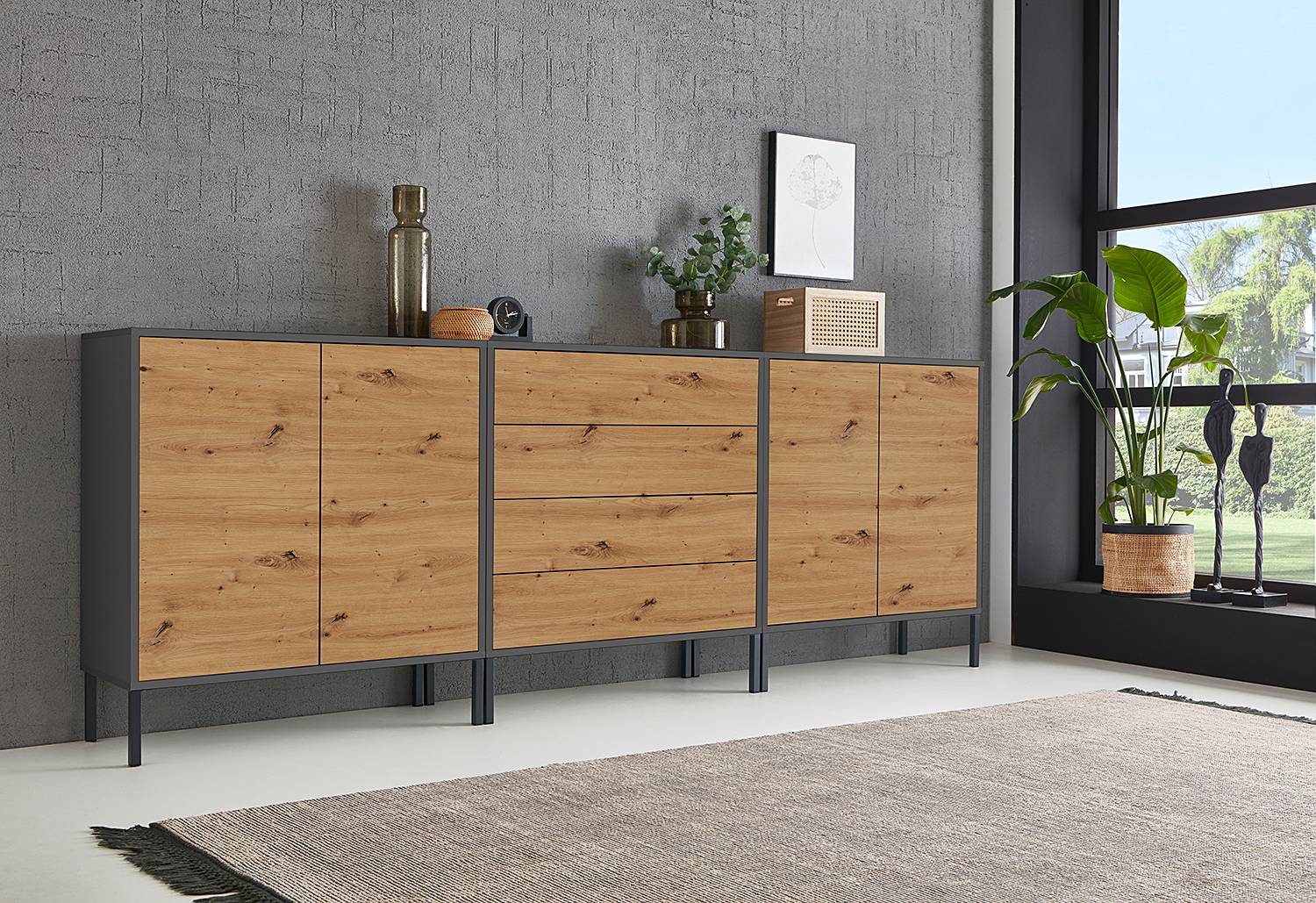 home24 Sideboard 237 cm - Metallfüße Typ B 237 x 88 x 33cm Braun/Eiche Artisan Dekor/Anthrazit home24 Sideboard 237 cm - Metallfüße Typ B 237 x 88 x 33cm Braun/Eiche Artisan Dekor/Anthrazit von home24