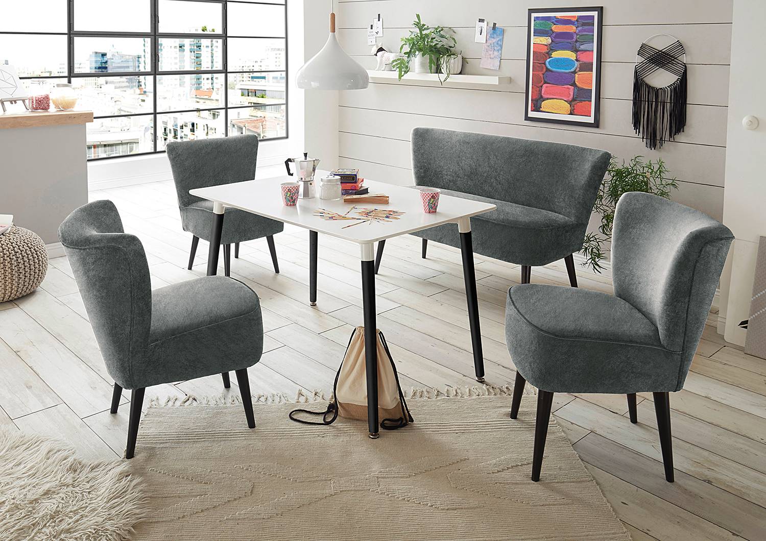 home24 Sitzbank 2-Sitzer 136 x 87 x 65cm Grau Microfaser Salvo: Grau Schwarz home24 Sitzbank 2-Sitzer 136 x 87 x 65cm Grau Microfaser Salvo: Grau Schwarz von home24