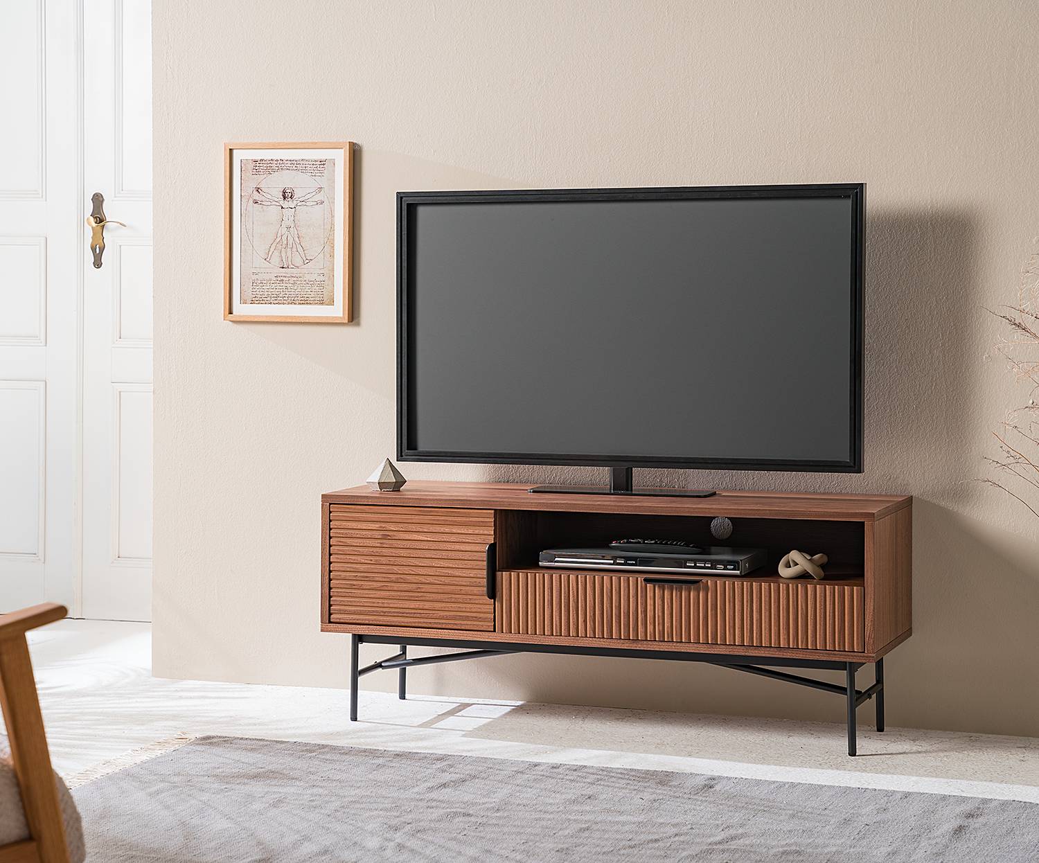 home24 TV-Lowboard - 120 cm Front & Korpus: MDF Mitteldichte Holzfaserplatte , furniert & lackiert Gestell: Metall, lackiert Braun/Walnuss 120 x 50 x home24 TV-Lowboard - 120 cm Front & Korpus: MDF Mitteldichte Holzfaserplatte , furniert & lackiert Gestell: Metall, lackiert Braun/Walnuss 120 x 50 x von home24