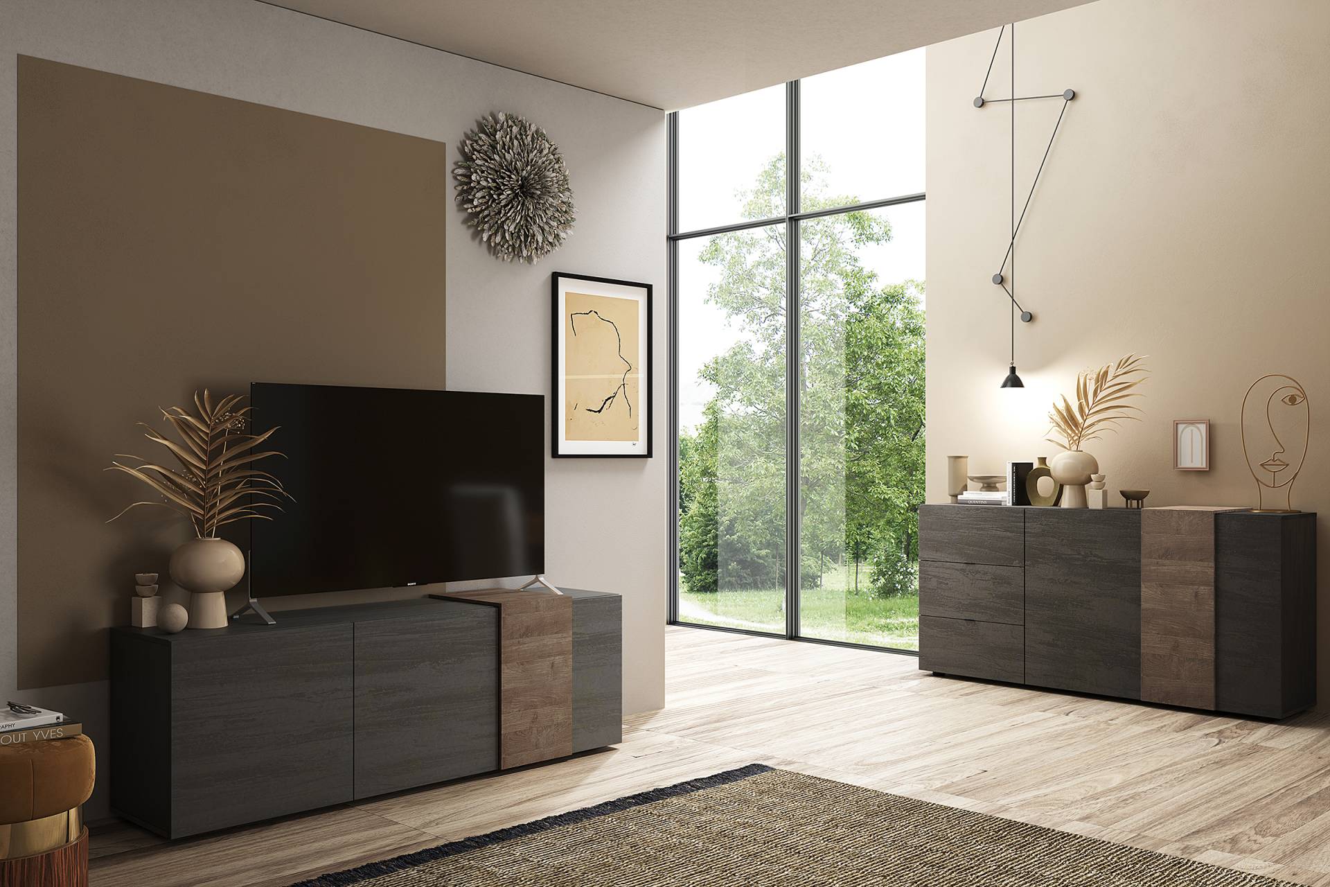 home24 TV-Lowboard Spanplatte, beschichtet Grau/Graphit 181 x 59 x 44cm home24 TV-Lowboard Spanplatte, beschichtet Grau/Graphit 181 x 59 x 44cm von home24