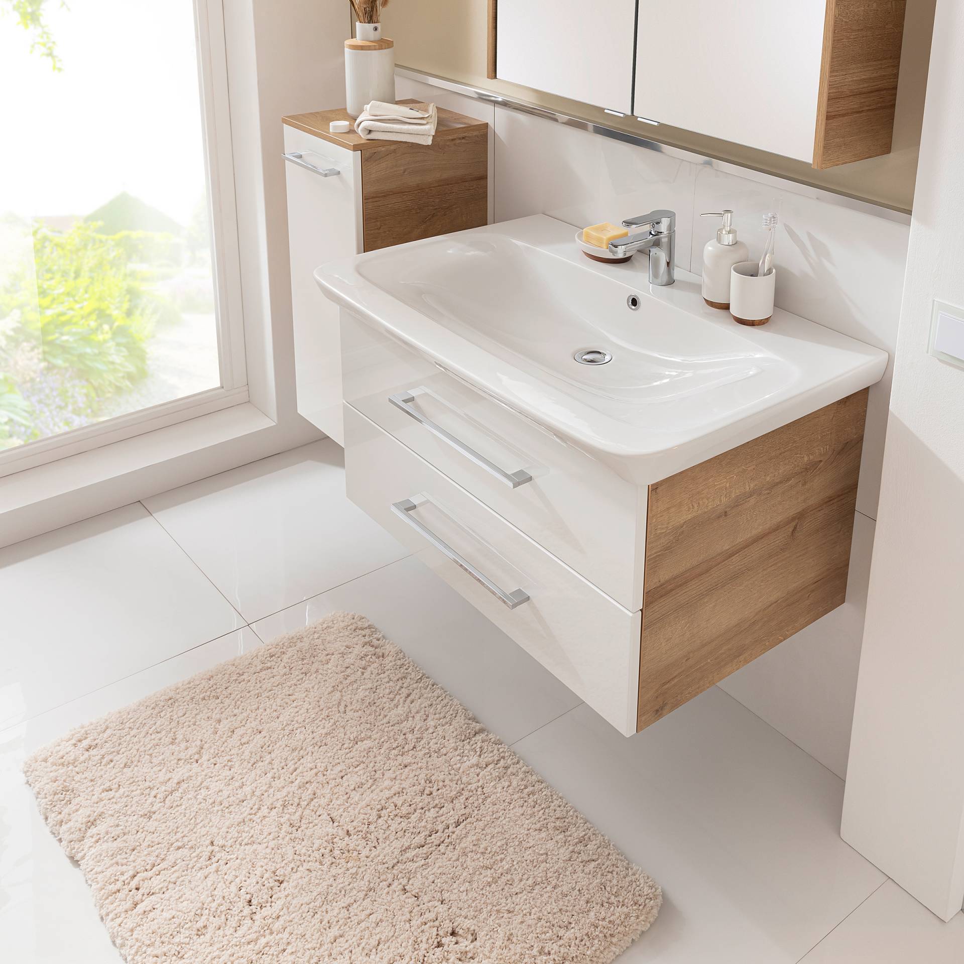 home24 Waschtisch Lara 88cm Braun/Weiß/Hochglanz Weiß/Asteiche Dekor home24 Waschtisch Lara 88cm Braun/Weiß/Hochglanz Weiß/Asteiche Dekor von home24