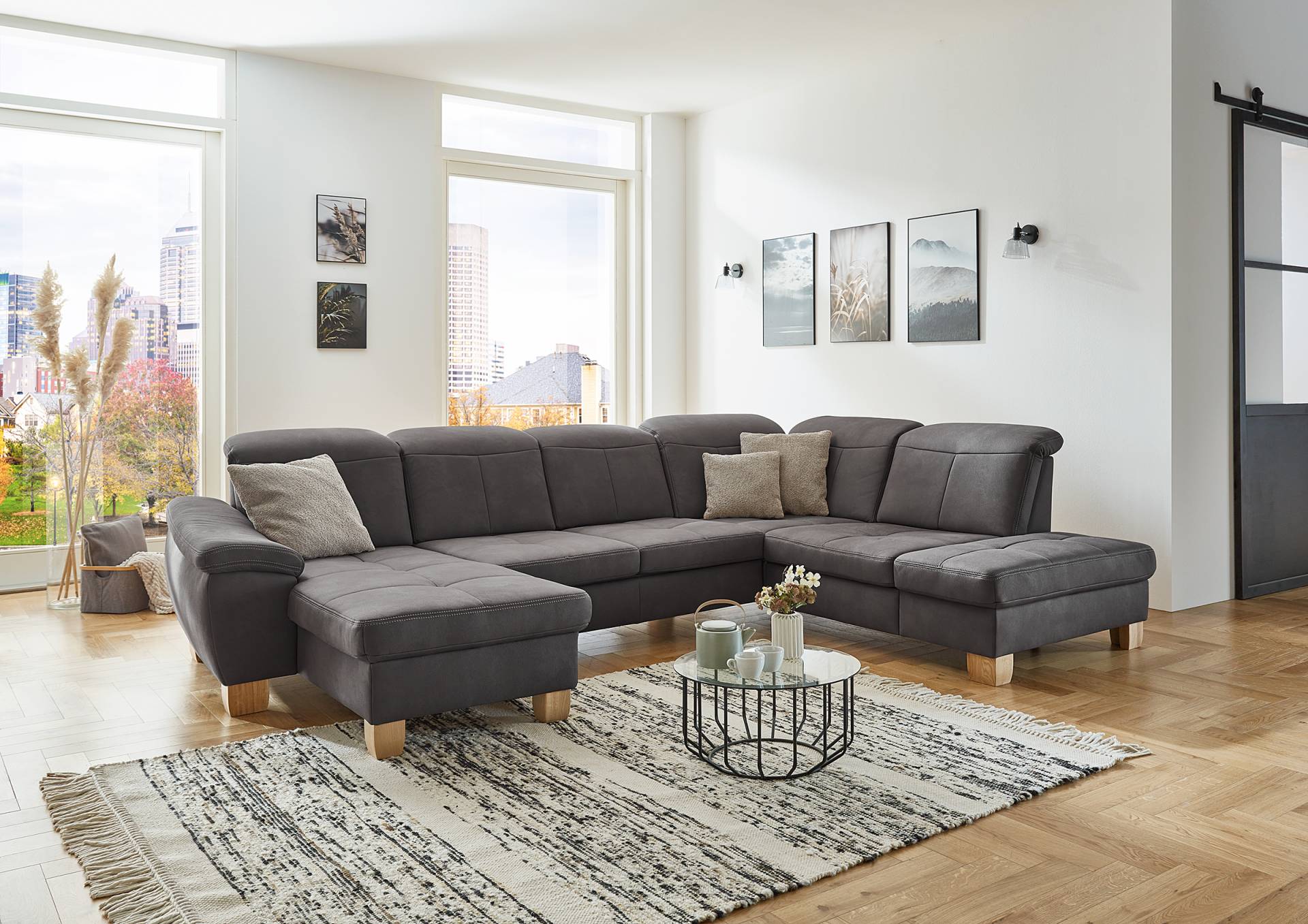 home24 Wohnlandschaft Manalom Grau Microfaser Maela 343 x 88 x 243cm Longchair davorstehend links / Ottomane rechts ohne Schlaffunktion Modern home24 Wohnlandschaft Manalom Grau Microfaser Maela 343 x 88 x 243cm Longchair davorstehend links / Ottomane rechts ohne Schlaffunktion Modern von home24