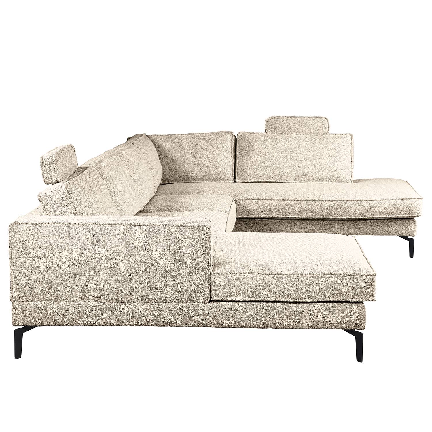 home24 Wohnlandschaft Schwarz/Beige Strukturstoff Purna 326 x 81 x 227cm Longchair davorstehend links / Ottomane rechts Modern home24 Wohnlandschaft Schwarz/Beige Strukturstoff Purna 326 x 81 x 227cm Longchair davorstehend links / Ottomane rechts Modern von home24