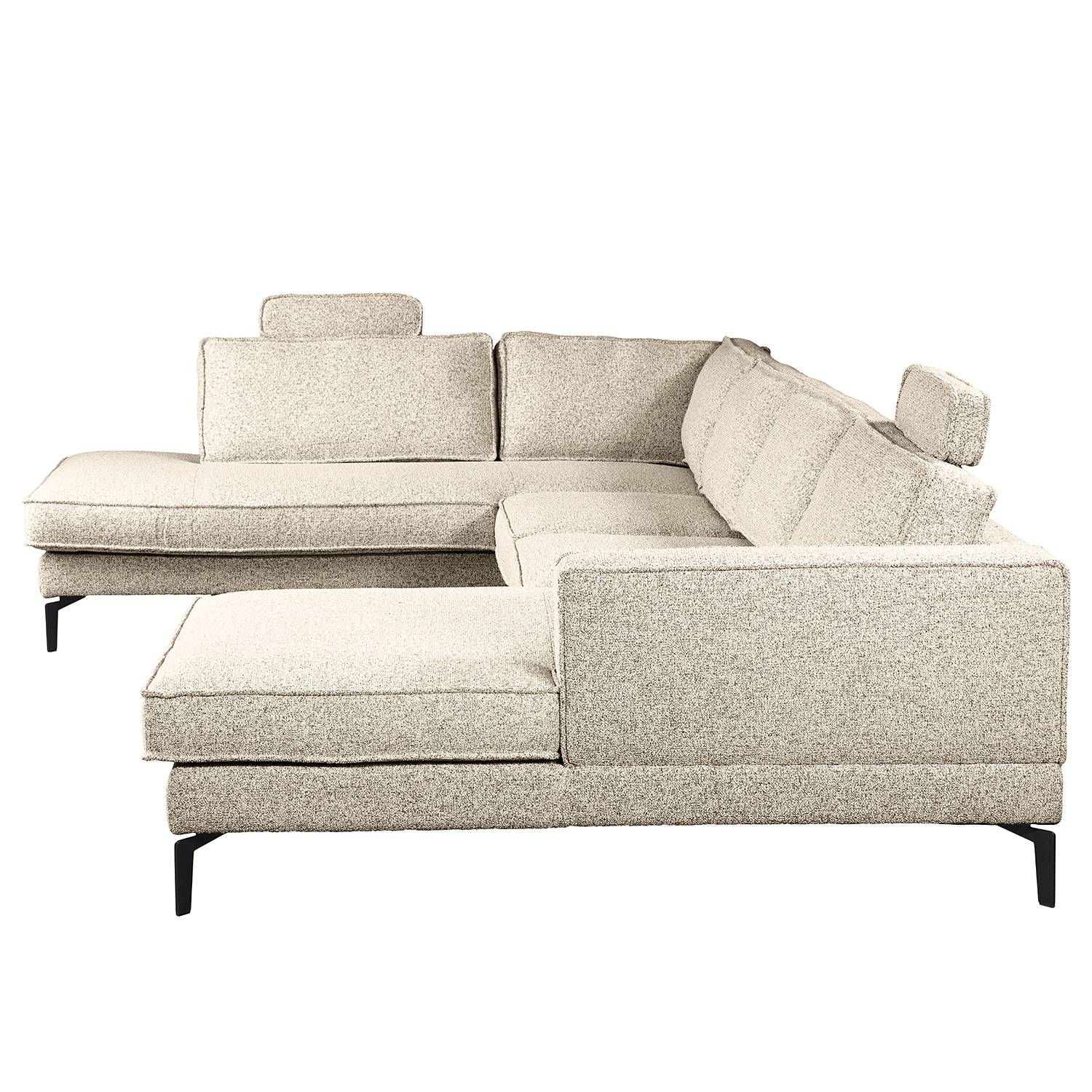 home24 Wohnlandschaft Schwarz/Beige Strukturstoff Purna 326 x 81 x 227cm Longchair davorstehend rechts / Ottomane links Modern home24 Wohnlandschaft Schwarz/Beige Strukturstoff Purna 326 x 81 x 227cm Longchair davorstehend rechts / Ottomane links Modern von home24