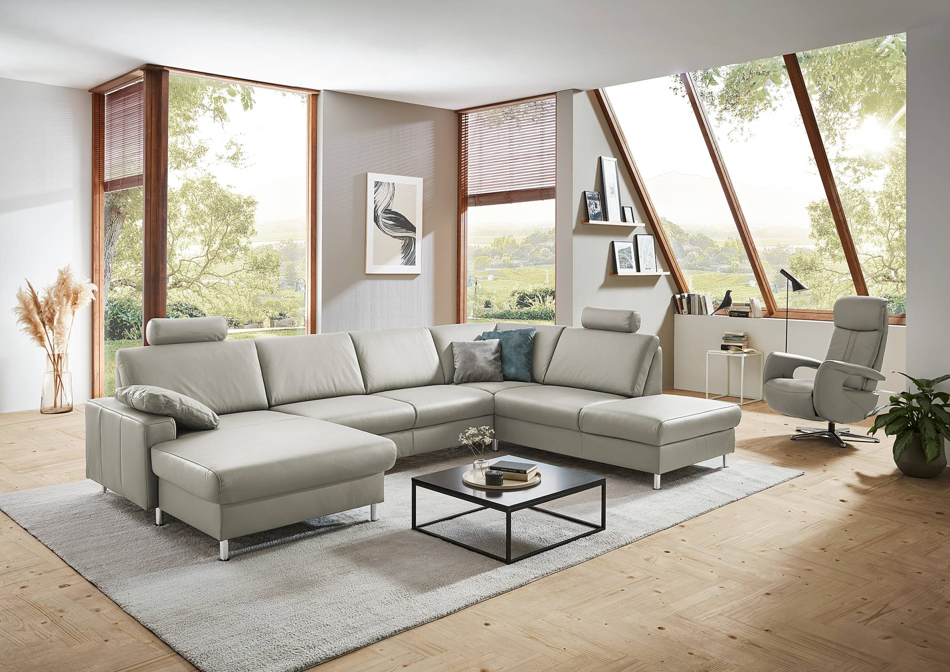 home24 Wohnlandschaft Wondina Grau Echtleder Tomma 338 x 86 x 233cm Ottomane davorstehend links Kopfstütze verstellbar/Bettkasten/Schlaffunktion home24 Wohnlandschaft Wondina Grau Echtleder Tomma 338 x 86 x 233cm Ottomane davorstehend links Kopfstütze verstellbar/Bettkasten/Schlaffunktion von home24