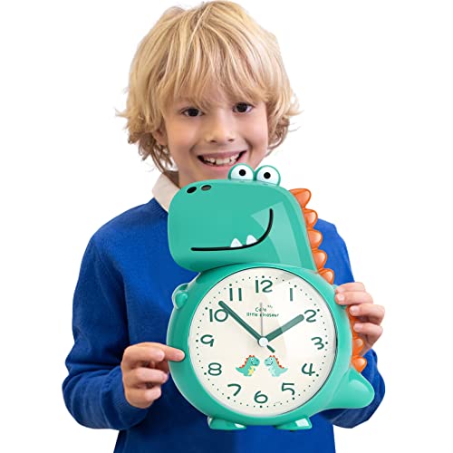 Wecker Kinder Ohne Ticken, Dinosaurier Kinderwecker mit Licht Lautlos Jungen Wecker, Weckuhr für Jungen, Mädchen und Studenten (Batterie Nicht Enthalten) von homicozy