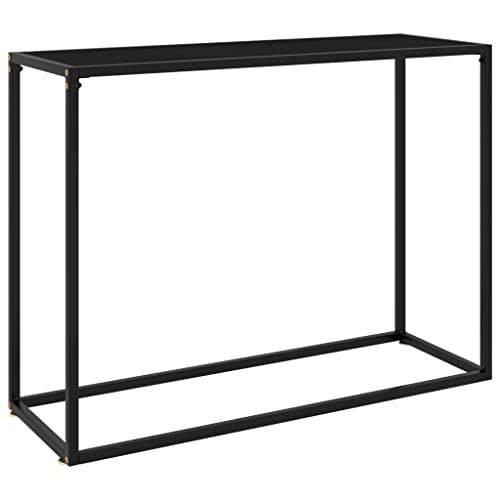 homiuse 100x35x75cm Konsolentisch Schwarz Hartglas Beistelltisch Bartisch Sideboard Wohnzimmer Regal Schwarz Beistelltisch Schwarz Metallregal Schwarz Konsolentisch Schwarz Regal Metall Schwarz von homiuse