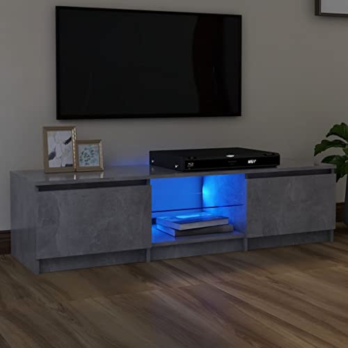 homiuse Fernsehschrank mit LED-Leuchten Betongrau 140x40x35,5 cm TV Board Fernsehschrank Fernsehtisch TV Lowboard TV Kommode Fernseher Schrank TV Schrank TV Cabinet TV Stand von homiuse