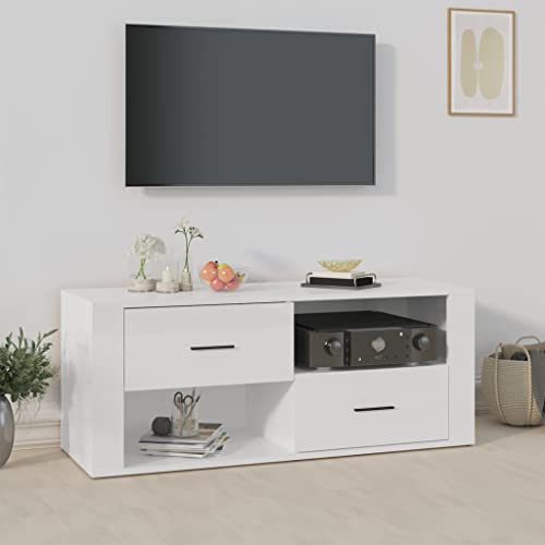 homiuse TV Lowboard Hochglanz-Weiß 100x35x40 cm TV-Schrank TV Board Fernsehschrank Fernsehtisch TV-Schrank TV Kommode Fernseher Schrank TV Schrank Hoch TV-bänke & lowboards TV Cabinet von homiuse