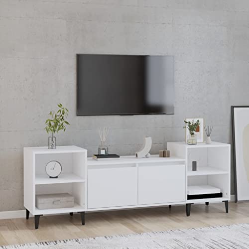 homiuse TV Lowboard Weiß 160x35x55 cm Holzwerkstoff TV Board Fernsehschrank Fernsehtisch TV-Schrank TV Kommode Fernseher Schrank TV Schrank Hoch TV-bänke & lowboards TV Cabinet von homiuse