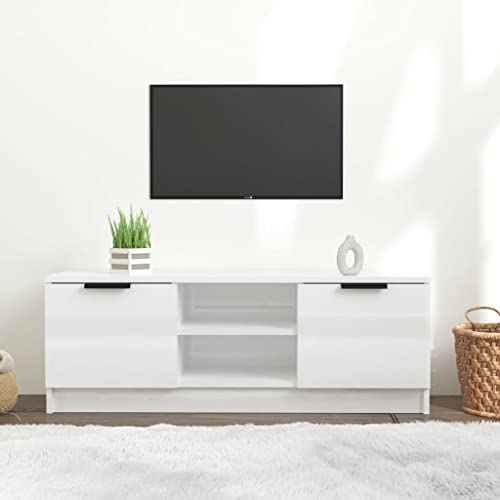 homiuse TV-Schrank TV Lowboard Hochglanz-Weiß 102x35x36,5 cm Holzwerkstoff TV Board Fernsehschrank Fernsehtisch TV Kommode Fernseher Schrank TV Schrank TV Unterschrank TV Cabinet von homiuse