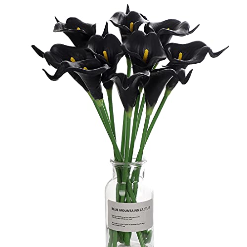 huaao 12pcs Künstliche Calla Lilien Kunstblumen Realistische Latex Blumenarrangements Dekoration Brauthochzeit Partei Hochzeit Hotel DIY-Blumengestecke, Schwarz von huaao