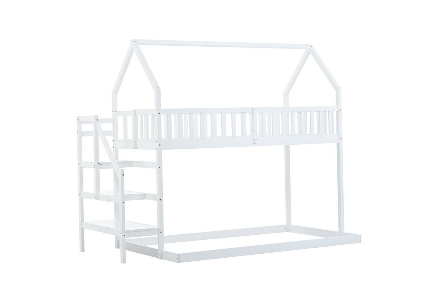 i@home Etagenbett Hausbett mit Treppe, Kinderbett mit Fallschutz und Gitter, (1-Set) von i@home