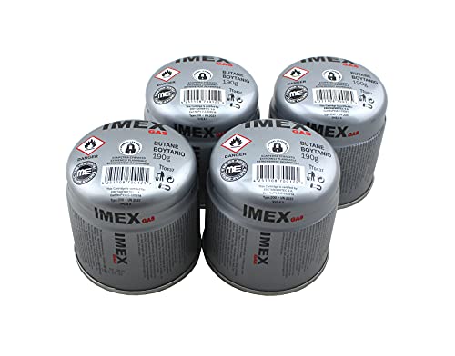 IMEX Butan Gaskartuschen 190g Stechkartuschen - Einfache Handhabung, Passend für Alle Gängigen Campingkocher (8 Stück) von IMEX