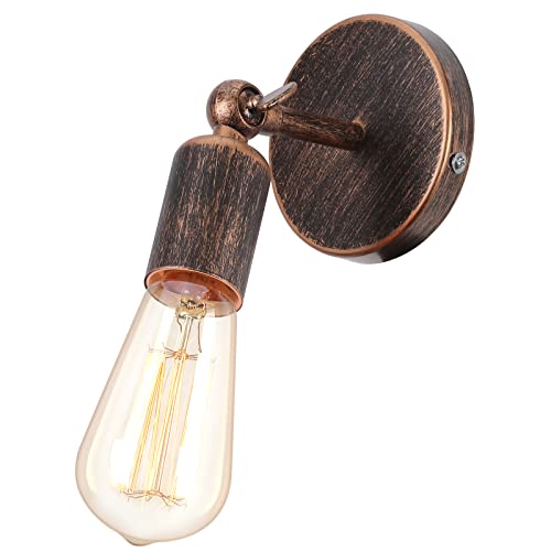 iDEGU Industrie Wandleuchte E27 Wandlampe Innen Vintage Lampenschirm aus Metall 180 ° Einstellbare Metall Wandbeleuchtung für Schlafzimmer Badezimmer Flur Wohnzimmer, Bronze Rost von iDEGU