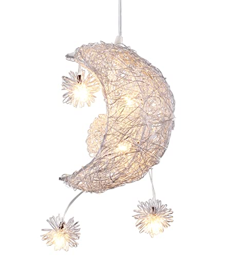 iDEGU LED Pendelleuchte, Moderne Hängelampe im Mood Design mit Sternen Kreative Kinderlampe mit 5 LED-Glühbirnen Deckenleuchte für Schlafzimmer Dekoration (20cm, Warmweiß Licht) von iDEGU