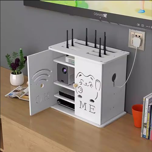 iDMRURvm WLAN Router Aufbewahrungsbox Router Regal WiFi Router Aufbewahrungsbox Vierschichtige Wandhalterung Kabel Organizer V Kabel Verstecken Box WLAN Router Regal von iDMRURvm