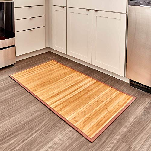 iDesign tapis de bain, grand tapis cuisine, salle de bain ou toilettes en bambou, tapis de cuisine ou de salle de bain étanche, marron clair von InterDesign