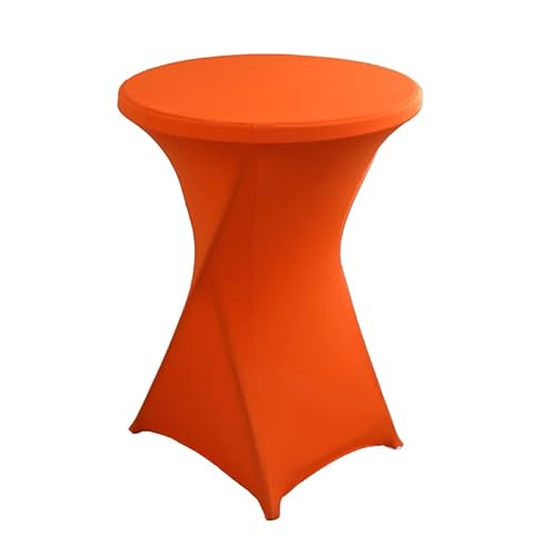 iEventStar Stretch Stehtisch Hussen Spandex Stehtischhussen Bartische Hochzeit Erstärkung im Fußbereich Rund Tischdecke für Bistrotisch Cocktail-Party (Orange, Ø 60-65 cm) von iEventStar