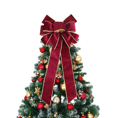 iSpchen 60 cm Weihnachtsschleifen, Samt Bänder Groß Schleife Weihnachtsbaum Schmücken, Weihnachtskränze Hängende Dekoration für Türen und Fenster,Tiefrot von iSpchen