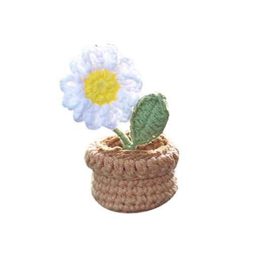 iSpchen Gehäkelte Sonnenblumen künstliche Blumen Dekoration Auto Innenraum Armaturenbrett Ornament Topfblumen Figuren Topfpflanzen Basteln Figur Deko für Auto,Schreibtisch,Zuhause von iSpchen