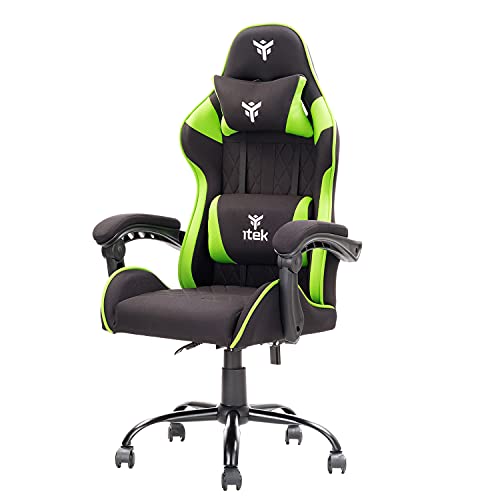 iTek Gaming Chair Rhombus FF10, Gewebe, Schwarz – Grün, Normale von iTek