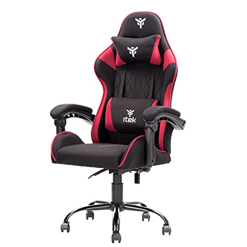 iTek Gaming Chair Rhombus FF10, Gewebe,Nylon, Schwarz-Rot, Normale von iTek