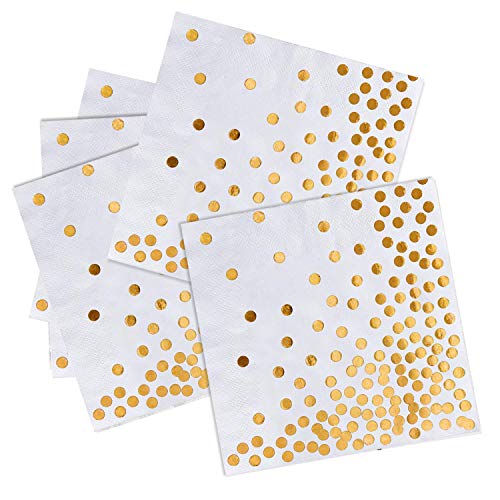 iZoeL 50Stk Geburtstag Servietten im Gold Happy Birthday Servietten 33x33cm 3-lagig Papierservietten Party Servietten für Mann Frau Mädchen Party Deko (Gold Punkte) von iZoeL