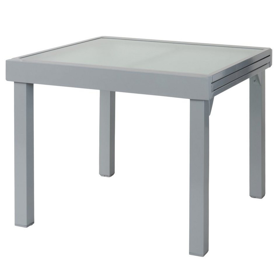 ib style Gartentisch Diplomat Quadro Ausziehtisch 90 - 180 cm silber (Tisch), Gartentisch - ESG-Sicherheitsglas - Aluminium - ausziehbar von ib style