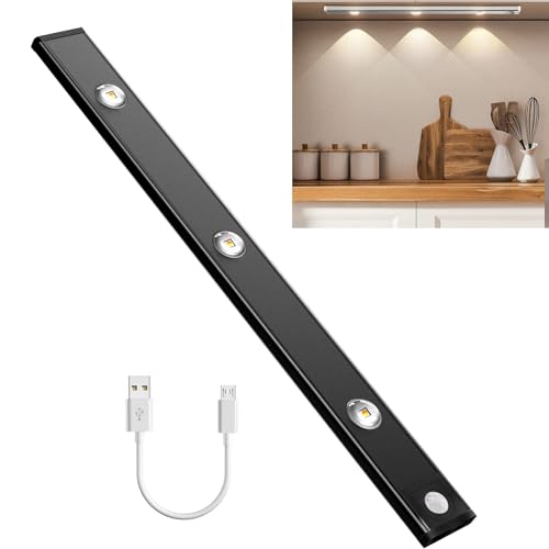 IBAYE 40CM Unterbauleuchte Schrankbeleuchtung mit Bewegungsmelder LED Sensor Licht 1200 mAh USB Aufladbar Schrankleuchten stufenlose dimmbar Nachtlicht für Küche, Schlafzimmer, Treppe von ibaye