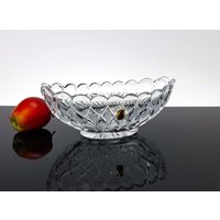 Kristallschale Bootschale Aus 24% Bleikristall Edel Obstschale Vintage Deko Home Dekor Ibkas Glas Schale Boho Retro von ibkas