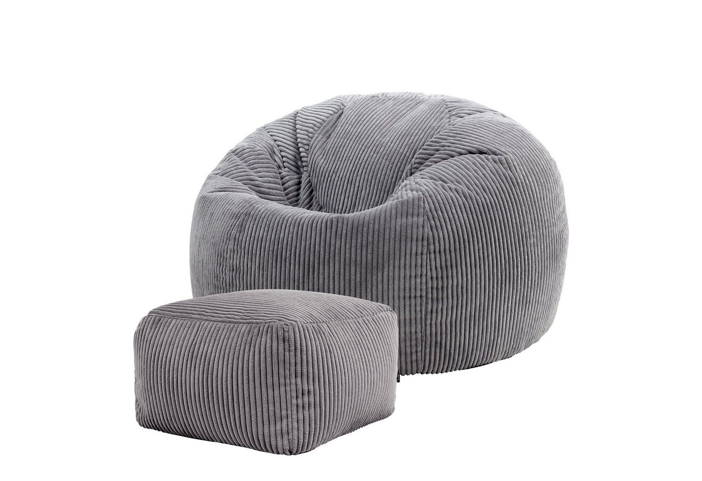 icon Sitzsack Klassischer Sitzsack aus Cord „Kingston“ mit Sitzpouf von icon