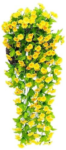 iksya UV Simulation Künstliche Blume - 30in Realistische Künstliche Gänseblümchen zum Aufhängen für Hängende Blumentöpfe und Veranda Dekorationen Innen und Außenbereich (Color : Yellow, Size : 1PCS) von iksya