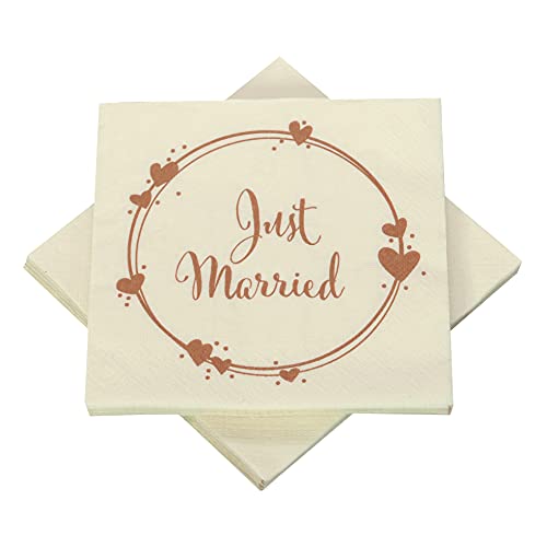 Hochzeitsservietten Just Married Geo Herzen creme/kupfer - 33 x 33 cm (40 Servietten) von in due