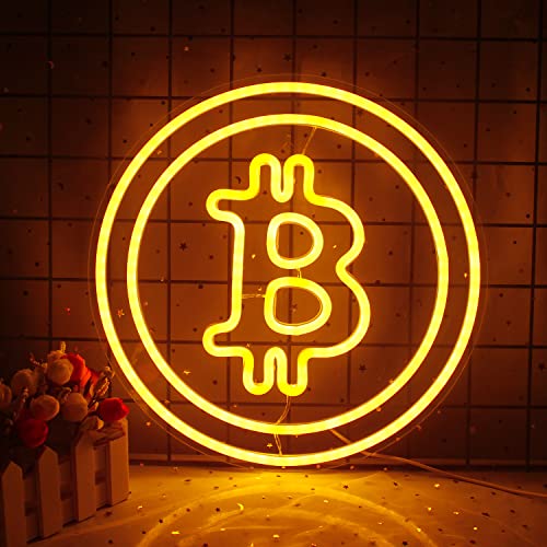 Bitcoin LED Leuchtreklame Golden Neonlicht Zeichen virtuelle Währung Form USB Neon Wandleuchten Schilder Wandkunst für Bitcoin Fans Schlafzimmer Büro Bank Finanzfirma Shop Dekoration von ineonlife