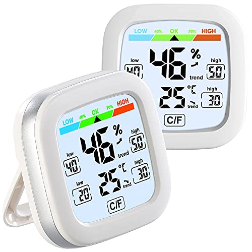 infactory Luftfeuchtemesser: 2er Pack Digitales Hygrometer und Thermometer mit Trendanzeige (Digital-Thermo-Hygrometer, Luftfeuchtigkeitsmessgeräte, Mitbringsel) von infactory