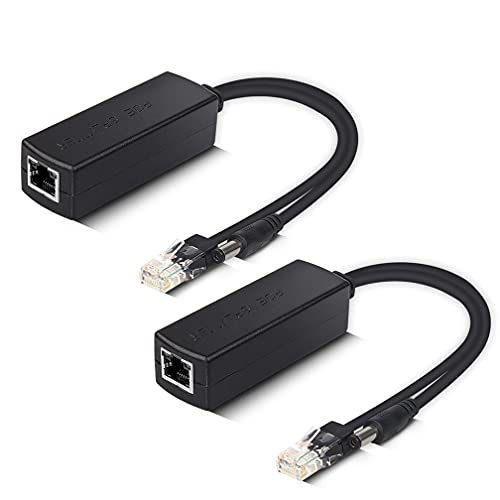 ipolex 2-Pack Active PoE Splitter Adapter Power Over Ethernet 48V bis 12V, IEEE 802.3af-kompatibler 10/100Mbps PoE Splitter mit 12V Ausgang für Überwachungskamera von ipolex