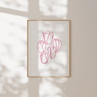 Tulpen Poster, Minimal - Print, Minimale Wand-Dekor, Druck Im Scandi-stil, Illustration, Kunstdruck, Modern Zeichnung von isavedyouapiece