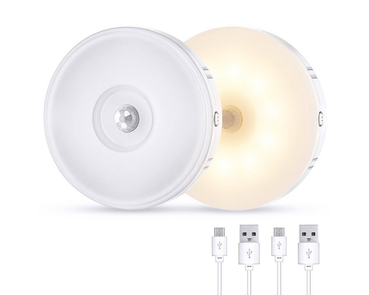 WILGOON LED Nachtlicht 10Leds Nachtlicht mit Dämmerungssensor und Bewegungsmelder Dimmbar, Bewegungsmelder USB-Ladefunktion Dimmfunktion Nachtlichtfunktion Dämmerungssensor, LED fest integriert, USB Wiederaufladbar Nachtlicht Auto ON/Off, 1000MAh von WILGOON