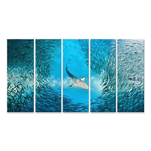 islandburner Bild auf Leinwand Haifisch Kleine Fische Ozean Natur Hintergrund Haifisch Kleine Fische Ozean Bilder Wandbilder Poster von islandburner