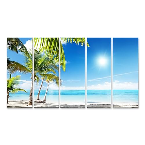 islandburner Bild auf Leinwand Karibisches Meer Strand Unter Palmen Natur Leinwandbild Wandbild Prime Bilder für Wohnzimmer etc. von islandburner