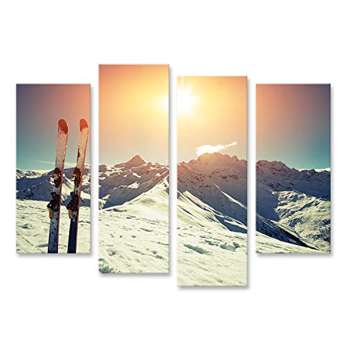 islandburner Bild auf Leinwand Ski Im Schnee Im Gebirge Natur Leinwandbild Wandbild Prime Bilder für Wohnzimmer etc. von islandburner