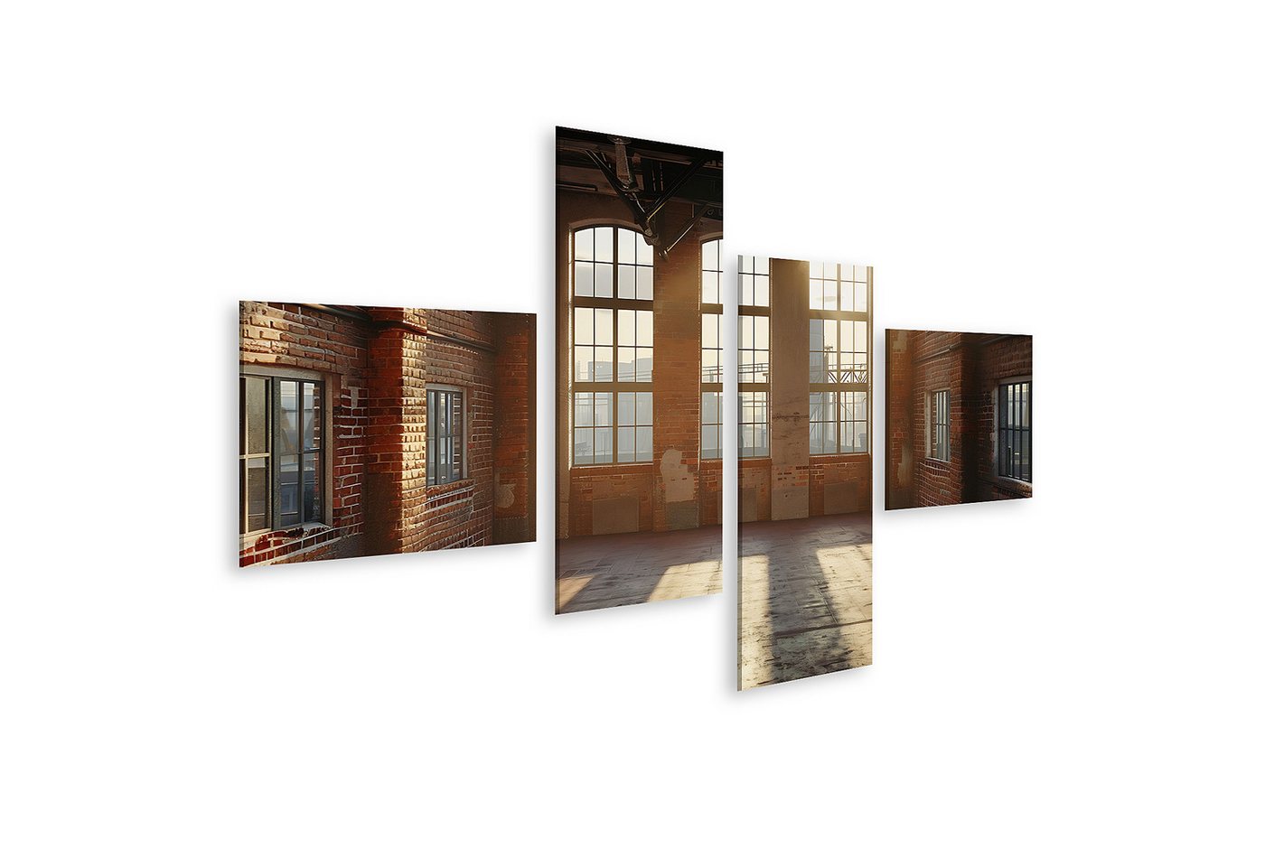 islandburner Leinwandbild Großzügiger Innenraum mit alten Ziegelwänden und groäem Fenster - 3D-R von islandburner